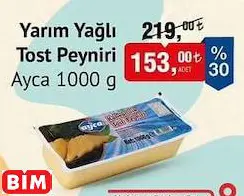 AYCA YARIM YAĞLI TOST PEYNİRİ 1000 G